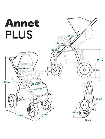 Passeggino All-Terrain LIONELO Annet Plus - Fino a 22 kg - Ruote grandi - Accessori