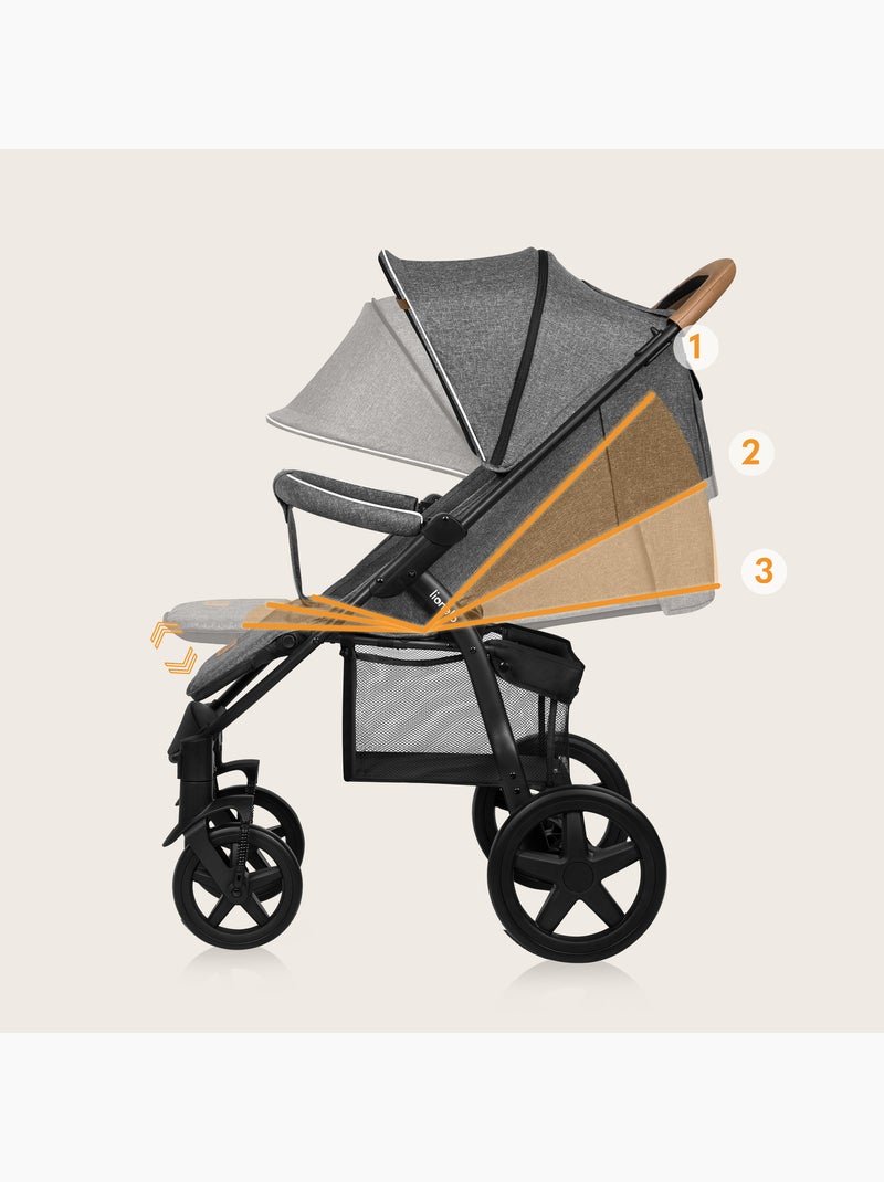 Passeggino All-Terrain LIONELO Annet Plus - Fino a 22 kg - Ruote grandi - Accessori Grigio scuro - Kiabi