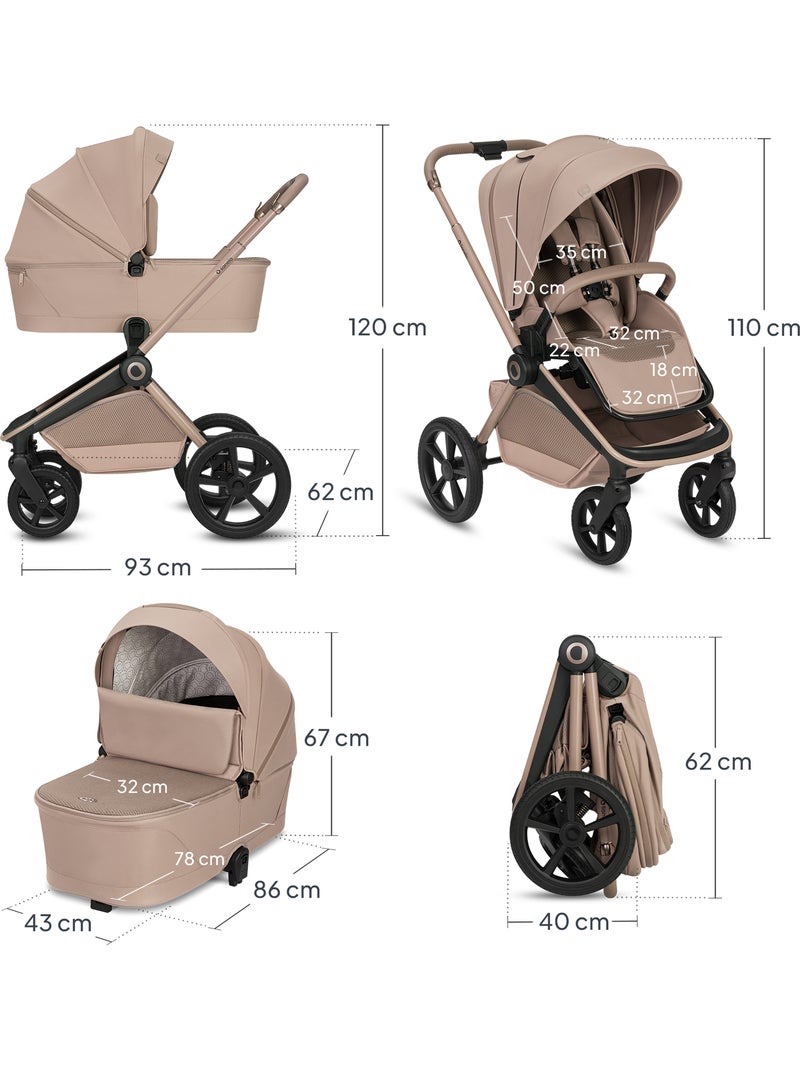 Passeggino combinato 2 in 1 LIONELO Freya - Navicella - Accessori Beige - Kiabi
