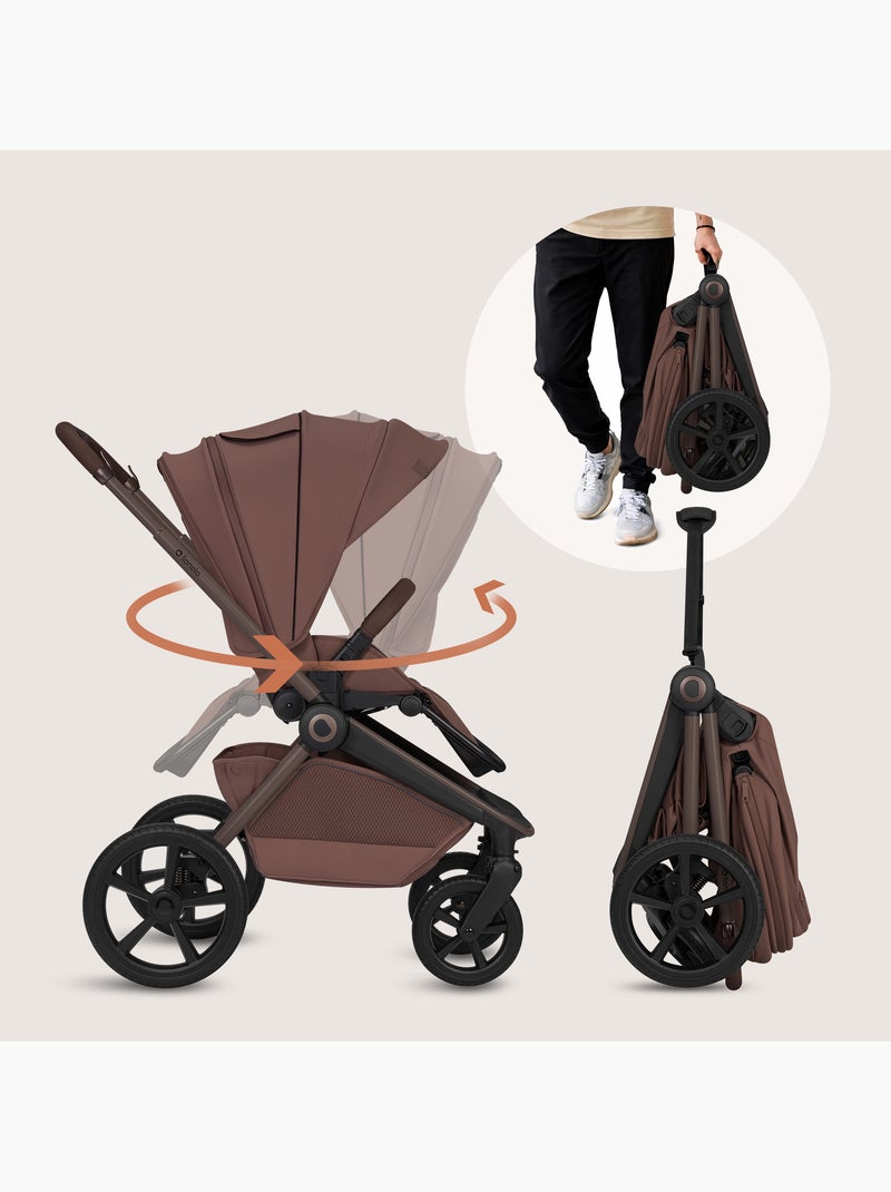 Passeggino combinato 2 in 1 LIONELO Freya - Navicella - Accessori Marrone cioccolato - Kiabi