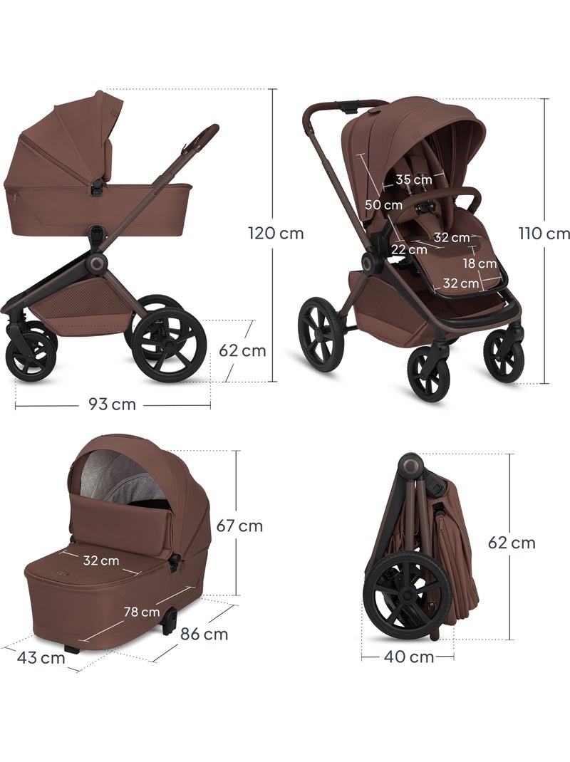Passeggino combinato 2 in 1 LIONELO Freya - Navicella - Accessori Marrone cioccolato - Kiabi