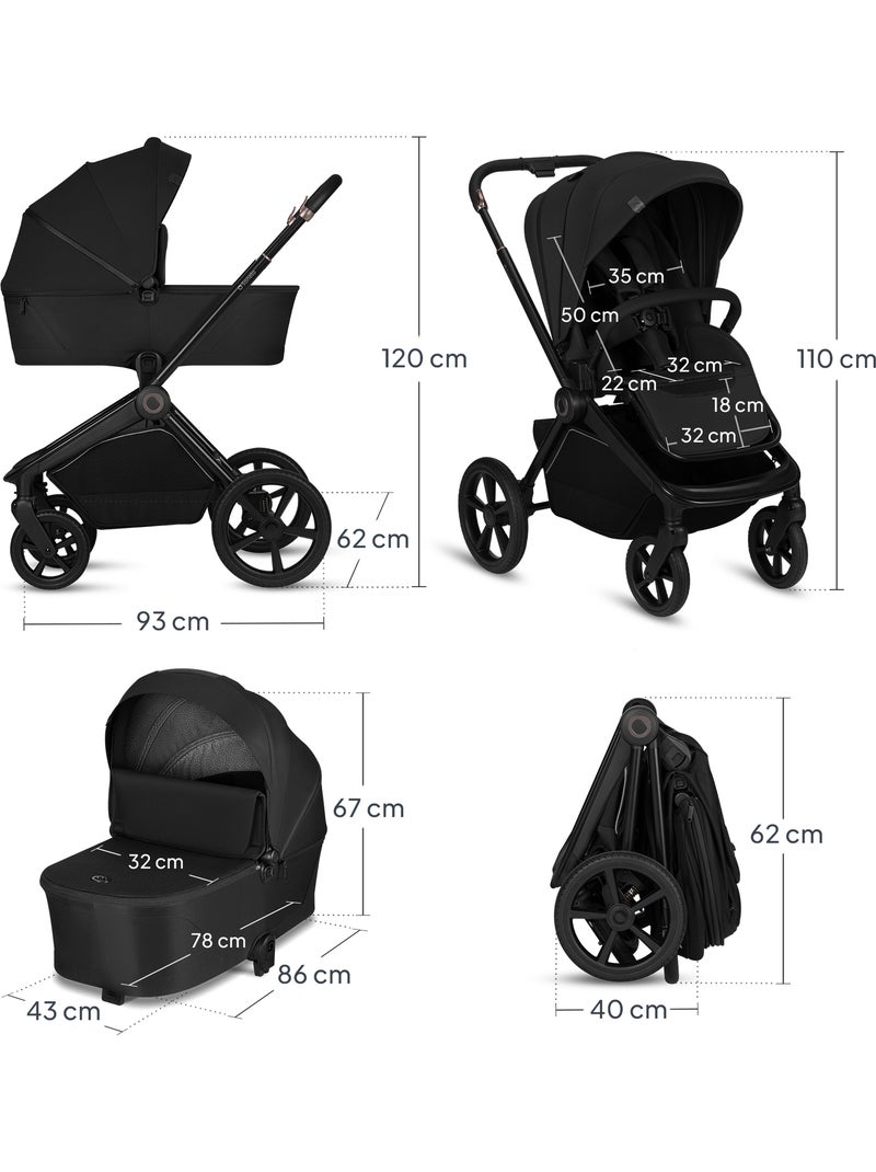 Passeggino combinato 2 in 1 LIONELO Freya - Navicella - Accessori Nero - Kiabi