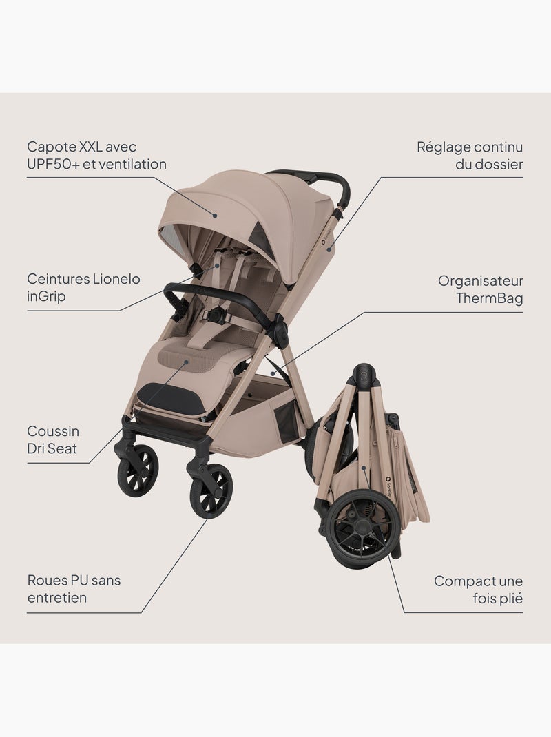 Passeggino compatto lionelo bett- leggero e pieghevole - fino a 22 kg Beige chiaro - Kiabi