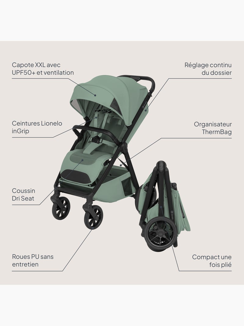 Passeggino compatto lionelo bett- leggero e pieghevole - fino a 22 kg Verde - Kiabi