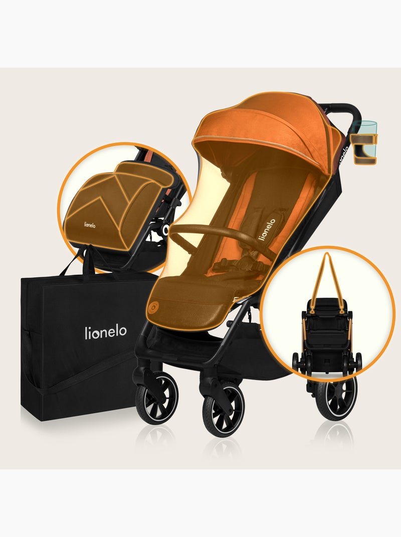 Passeggino compatto LIONELO Cloe - Leggero e pieghevole - Fino a 22 kg Nero Arancione Nero - Kiabi