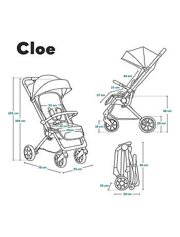 Passeggino compatto LIONELO Cloe - Leggero e pieghevole - Fino a 22 kg
