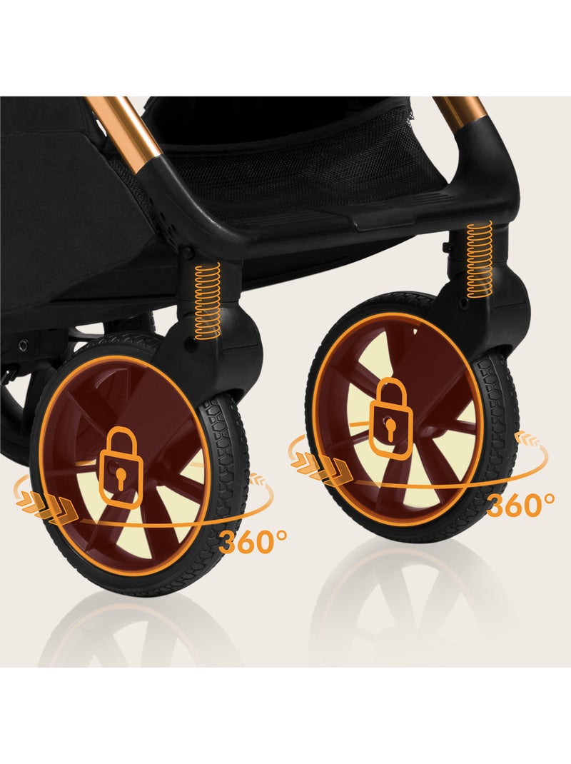 Passeggino compatto LIONELO Cloe - Leggero e pieghevole - Fino a 22 kg Nero Dorato Blu - Kiabi