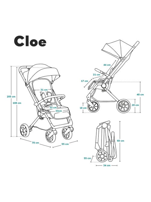 Passeggino compatto LIONELO Cloe - Leggero e pieghevole - Fino a 22 kg - Kiabi