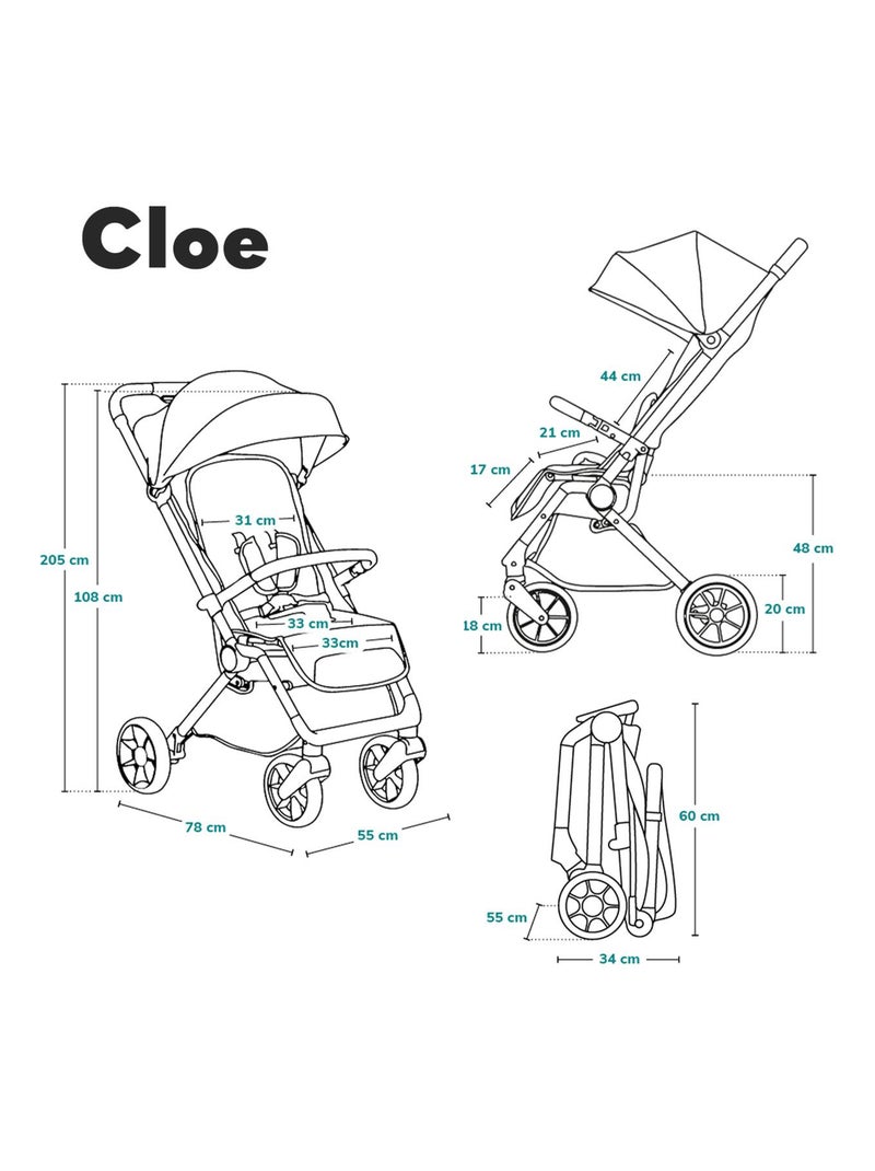 Passeggino compatto LIONELO Cloe - Leggero e pieghevole - Fino a 22 kg Nero Verde - Kiabi