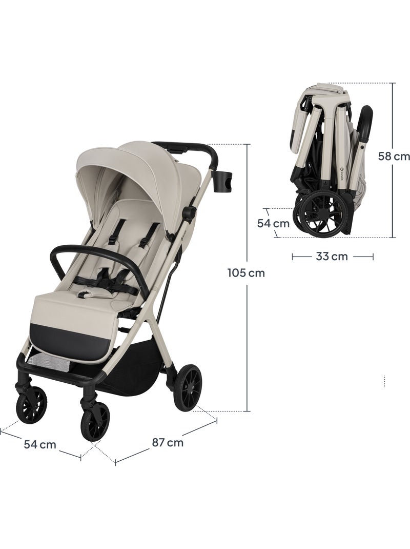 Passeggino compatto LIONELO Cloe Plus - Ruote grandi - Chiusura auto - Ventilazione Beige - Kiabi