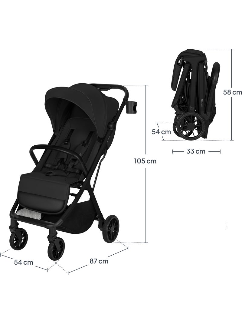 Passeggino compatto LIONELO Cloe Plus - Ruote grandi - Chiusura auto - Ventilazione Nero - Kiabi