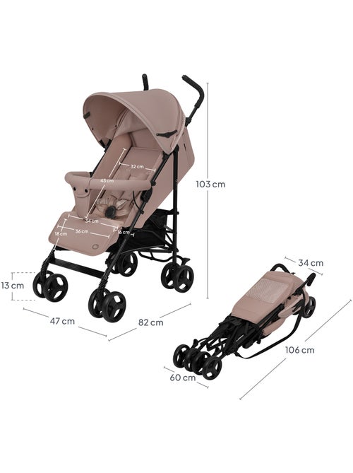 Passeggino compatto LIONELO Elia - Leggero - 6-36 mesi - Zanzariera inclusa - Kiabi