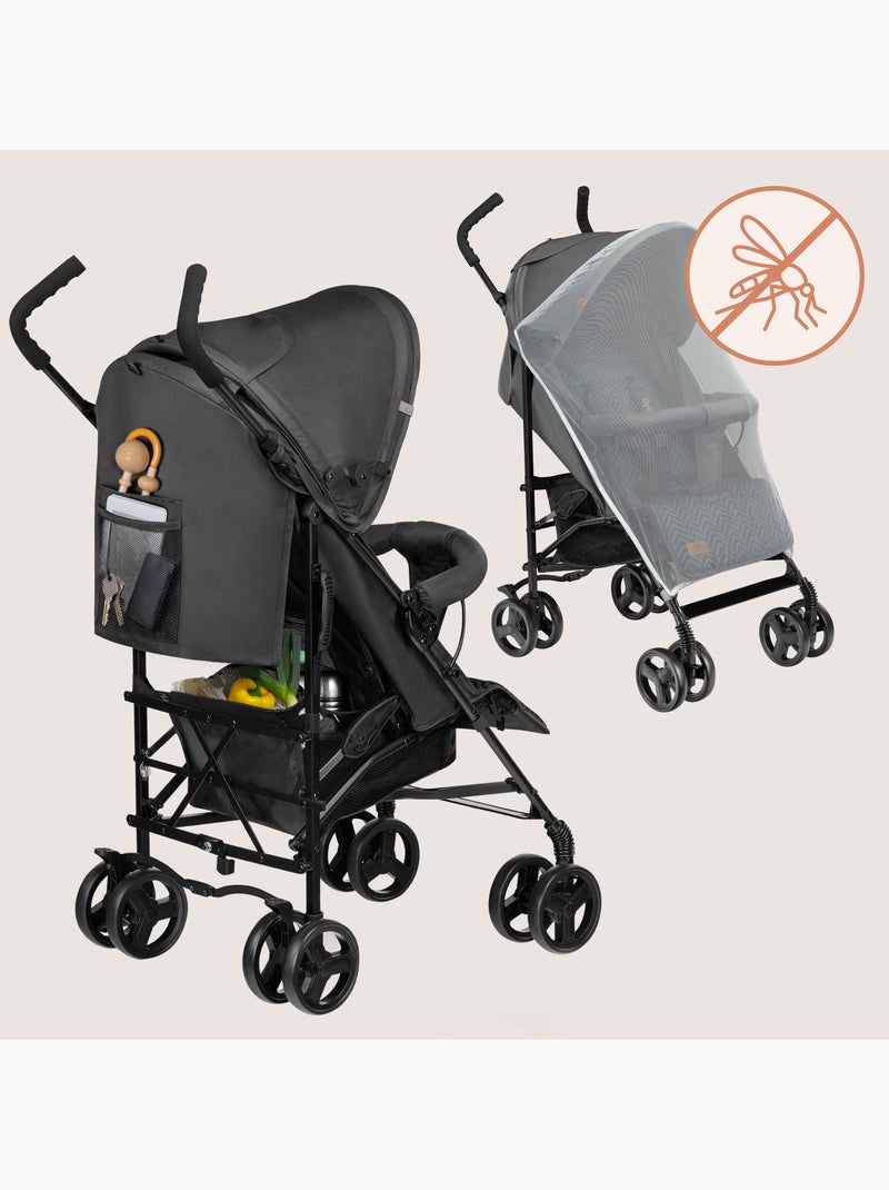 Passeggino compatto LIONELO Elia - Leggero - 6-36 mesi - Zanzariera inclusa Grigio nero - Kiabi