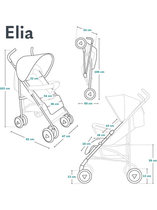 Passeggino compatto LIONELO Elia - Leggero - 6-36 mesi - Zanzariera inclusa - Kiabi