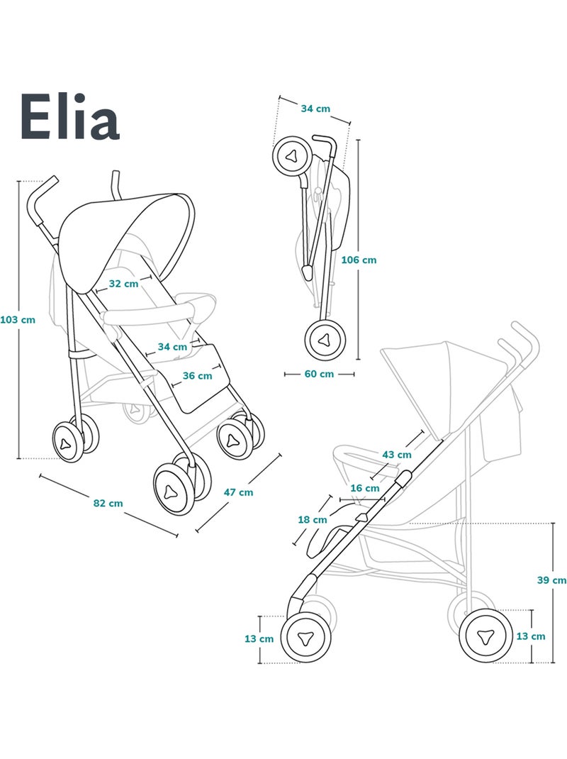 Passeggino compatto LIONELO Elia - Leggero - 6-36 mesi - Zanzariera inclusa Grigio nero - Kiabi