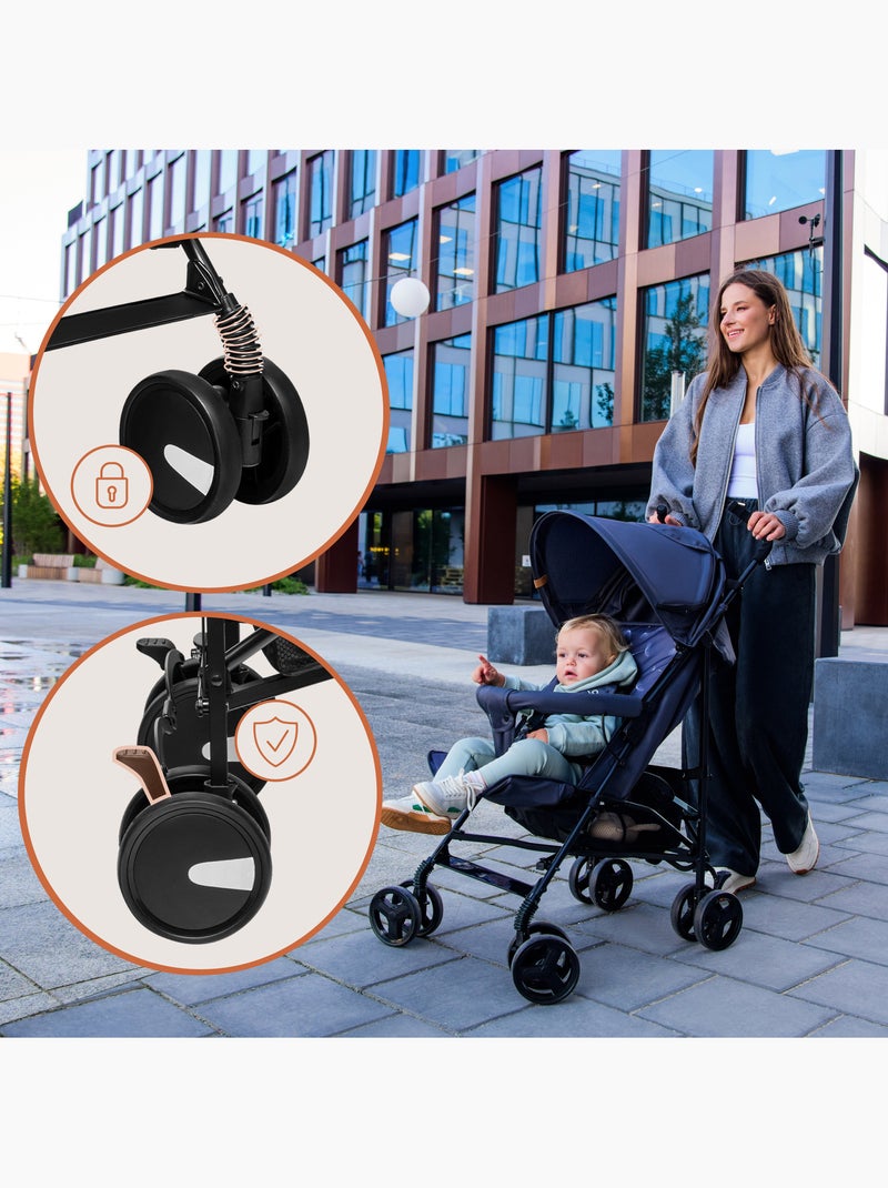 Passeggino compatto LIONELO Elia - Leggero - 6-36 mesi - Zanzariera inclusa Nero Bianco - Kiabi