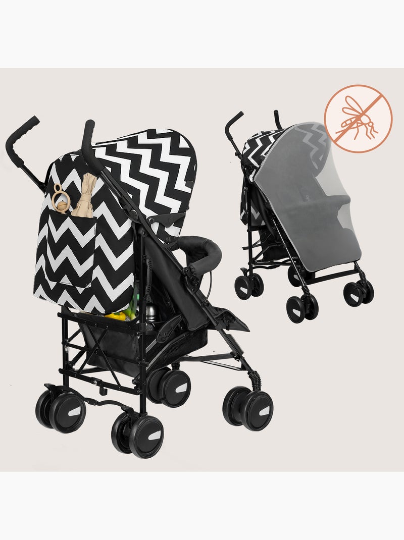 Passeggino compatto LIONELO Elia - Leggero - 6-36 mesi - Zanzariera inclusa Nero Bianco - Kiabi