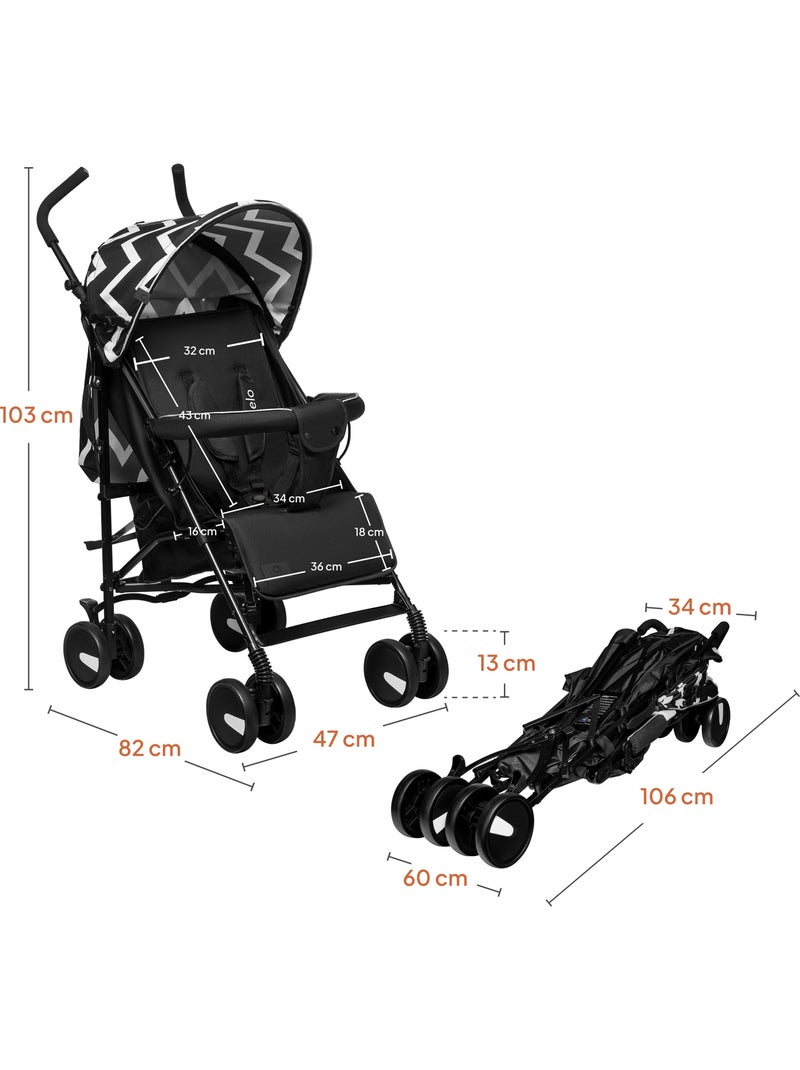 Passeggino compatto LIONELO Elia - Leggero - 6-36 mesi - Zanzariera inclusa Nero Bianco - Kiabi