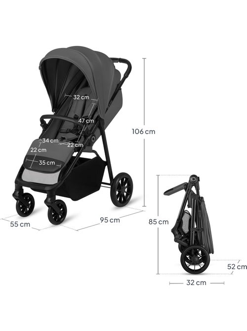 Passeggino compatto LIONELO Emerald - Leggero - Ammortizzatori - Chiusura con una sola mano - Kiabi