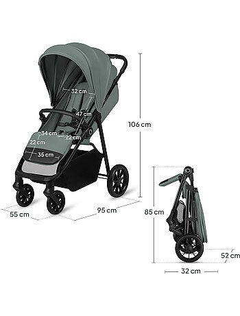 Passeggino compatto LIONELO Emerald - Leggero - Ammortizzatori - Chiusura con una sola mano
