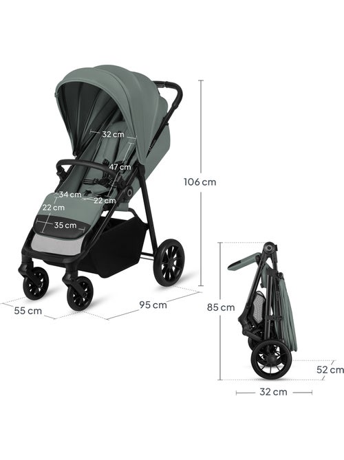 Passeggino compatto LIONELO Emerald - Leggero - Ammortizzatori - Chiusura con una sola mano - Kiabi