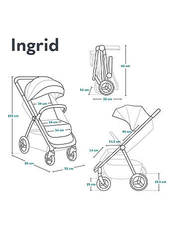 Passeggino compatto LIONELO Ingrid - Sospensione - Fino a 22 kg - Leggero e pieghevole