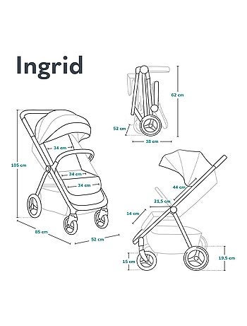 Passeggino compatto LIONELO Ingrid - Sospensione - Fino a 22 kg - Leggero e pieghevole