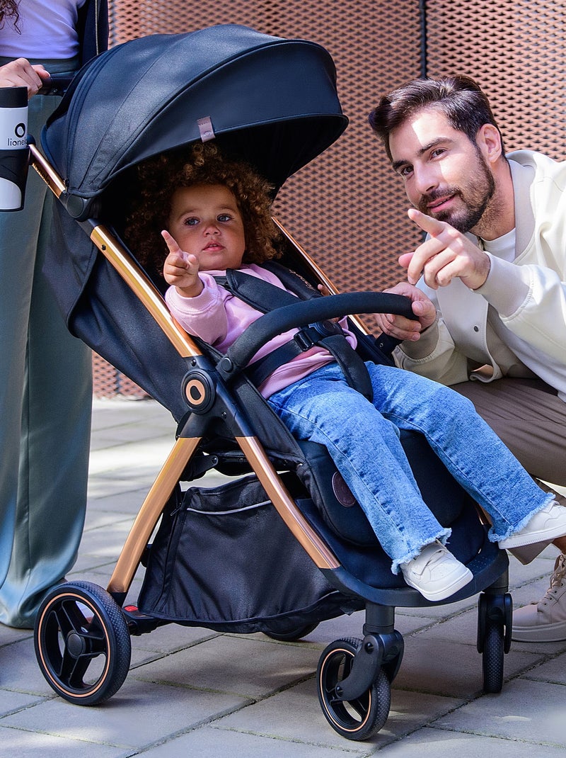 Passeggino compatto LIONELO Ingrid - Sospensione - Fino a 22 kg - Leggero e pieghevole Nero Dorato - Kiabi