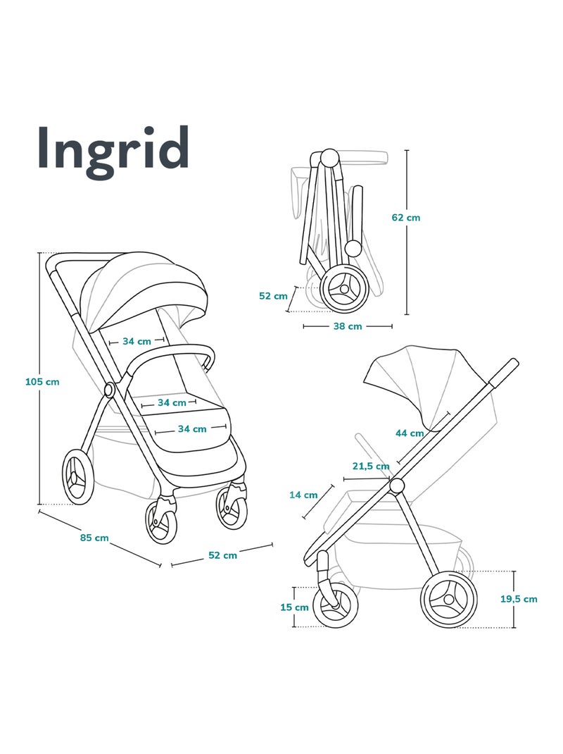 Passeggino compatto LIONELO Ingrid - Sospensione - Fino a 22 kg - Leggero e pieghevole Nero Dorato - Kiabi
