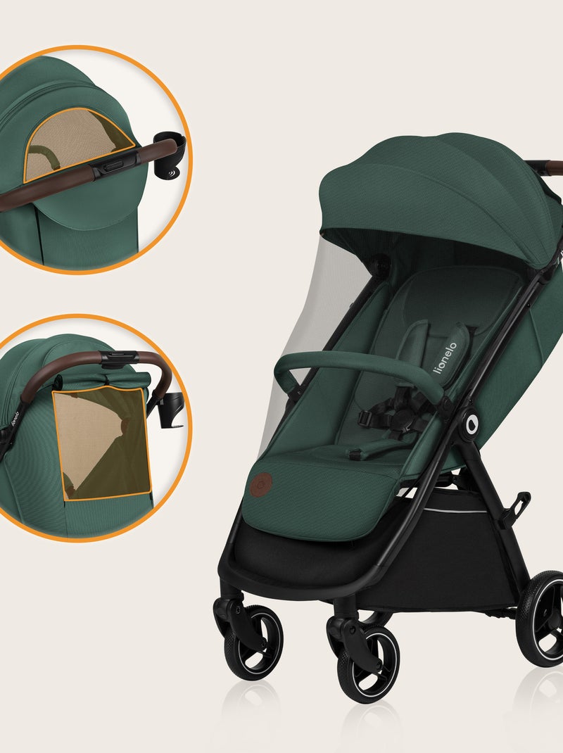 Passeggino compatto LIONELO Ingrid - Sospensione - Fino a 22 kg - Leggero e pieghevole Nero Verde Nero - Kiabi