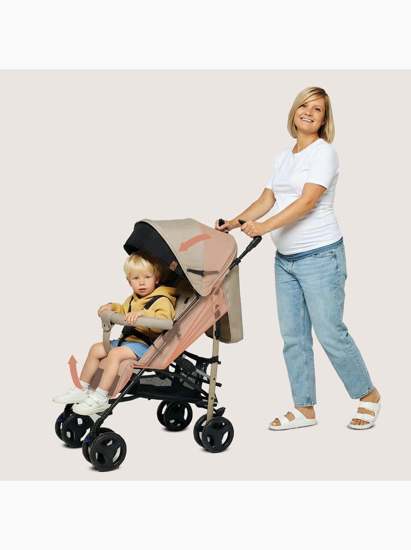 Passeggino compatto LIONELO Irma - 6-36 mesi - Zanzariera inclusa - Leggero - Ammortizzatori anterio Beige - Kiabi