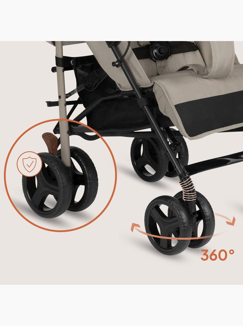 Passeggino compatto LIONELO Irma - 6-36 mesi - Zanzariera inclusa - Leggero - Ammortizzatori anterio Beige - Kiabi