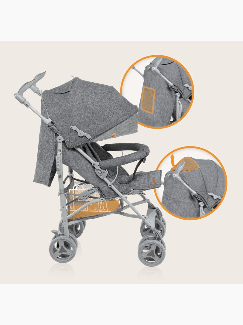 Passeggino compatto LIONELO Irma - 6-36 mesi - Zanzariera inclusa - Leggero - Ammortizzatori anterio Grigio - Kiabi
