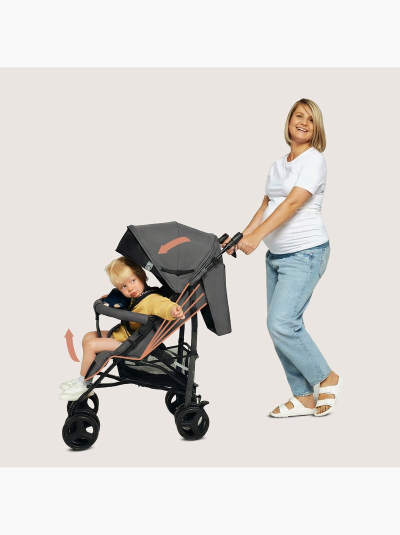 Passeggino compatto LIONELO Irma - 6-36 mesi - Zanzariera inclusa - Leggero - Ammortizzatori anterio Grigio nero - Kiabi