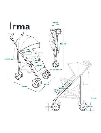 Passeggino compatto LIONELO Irma - 6-36 mesi - Zanzariera inclusa - Leggero - Ammortizzatori anterio