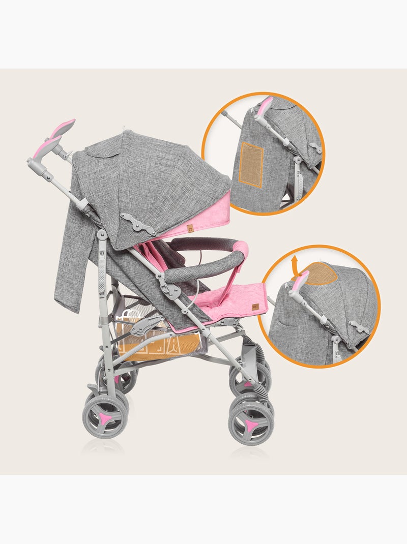 Passeggino compatto LIONELO Irma - 6-36 mesi - Zanzariera inclusa - Leggero - Ammortizzatori anterio Grigio rosa - Kiabi