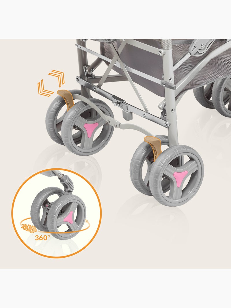 Passeggino compatto LIONELO Irma - 6-36 mesi - Zanzariera inclusa - Leggero - Ammortizzatori anterio Grigio rosa - Kiabi