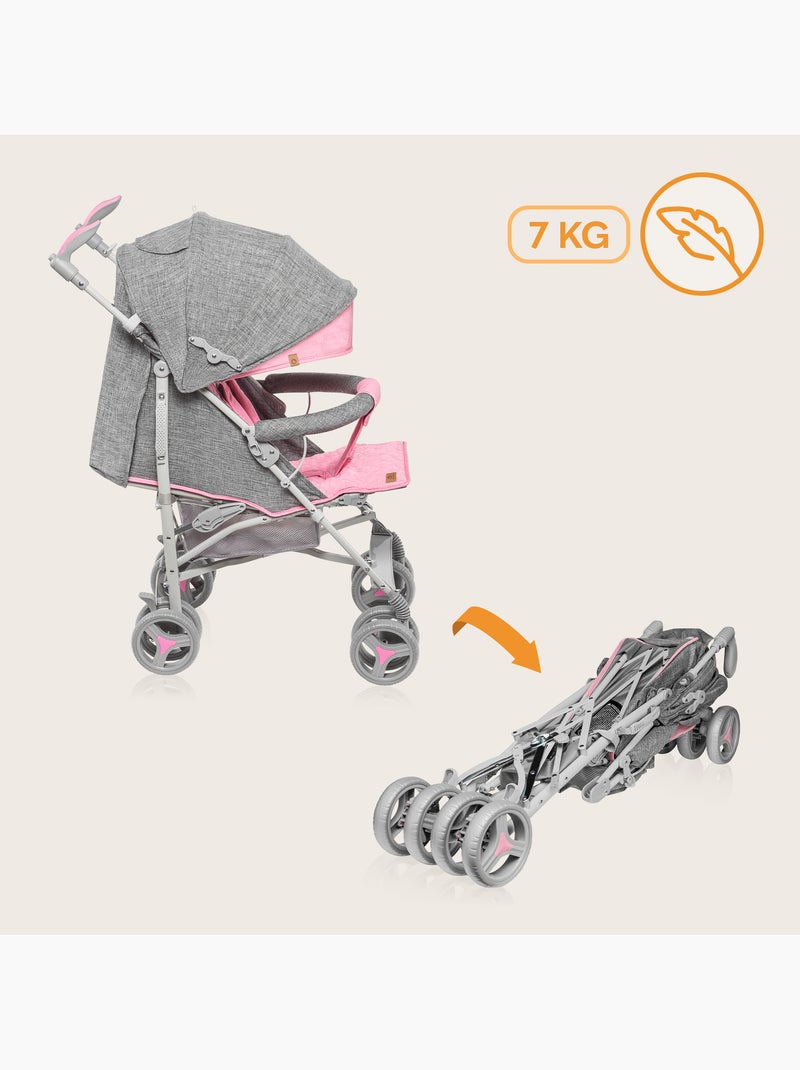 Passeggino compatto LIONELO Irma - 6-36 mesi - Zanzariera inclusa - Leggero - Ammortizzatori anterio Grigio rosa - Kiabi