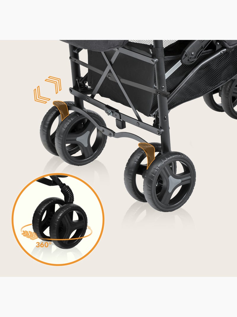 Passeggino compatto LIONELO Irma - 6-36 mesi - Zanzariera inclusa - Leggero - Ammortizzatori anterio Grigio scuro - Kiabi