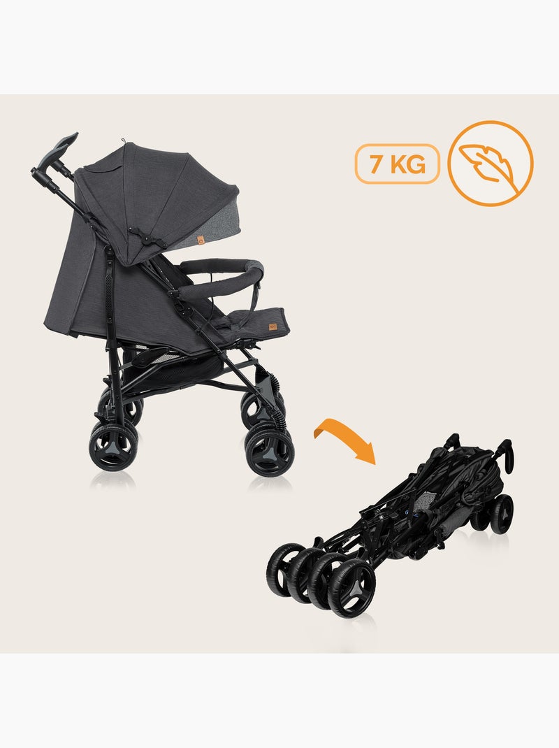 Passeggino compatto LIONELO Irma - 6-36 mesi - Zanzariera inclusa - Leggero - Ammortizzatori anterio Grigio scuro - Kiabi