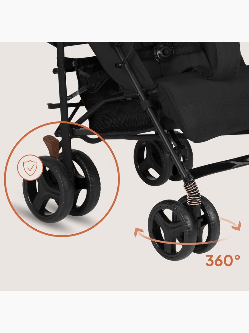 Passeggino compatto LIONELO Irma - 6-36 mesi - Zanzariera inclusa - Leggero - Ammortizzatori anterio Nero Nero - Kiabi