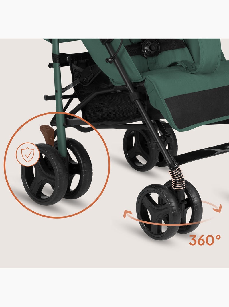 Passeggino compatto LIONELO Irma - 6-36 mesi - Zanzariera inclusa - Leggero - Ammortizzatori anterio Verde smeraldo - Kiabi