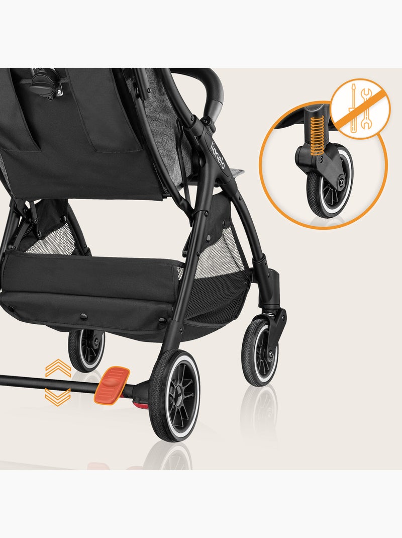 Passeggino compatto LIONELO Julie One - Fino a 22 kg - Leggero e pieghevole - Accessori Grigio nero - Kiabi