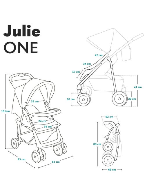 Passeggino compatto LIONELO Julie One - Fino a 22 kg - Leggero e pieghevole - Accessori - Kiabi