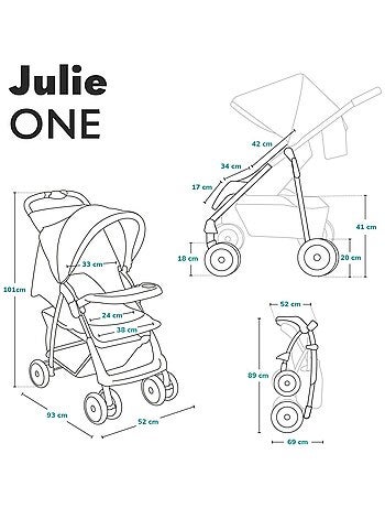 Passeggino compatto LIONELO Julie One - Fino a 22 kg - Leggero e pieghevole - Accessori