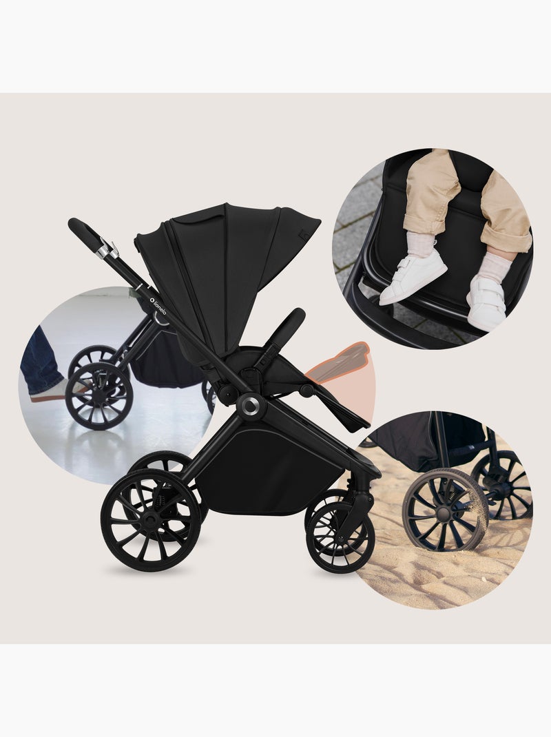 Passeggino compatto LIONELO Mika Plus - Fino a 22 kg - Leggero e pieghevole - Accessori Nero - Kiabi