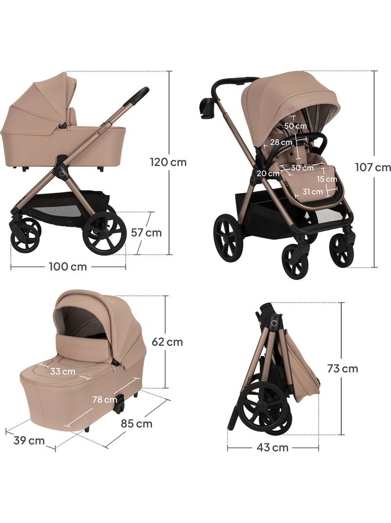 Passeggino Duo LIONELO Carmine - Fino a 22 kg - Set composto da passeggino, navicella e accessori Beige - Kiabi