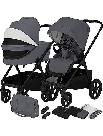 Passeggino Duo LIONELO Carmine - Fino a 22 kg - Set composto da passeggino, navicella e accessori