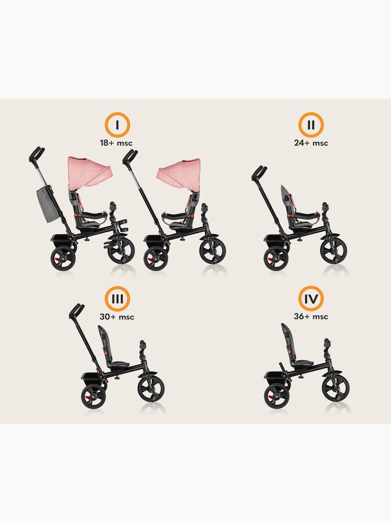 Passeggino e triciclo LIONELO Haari - Fino a 25 kg - Seduta reversibile - Cestino e borsa inclusi Rosa - Kiabi