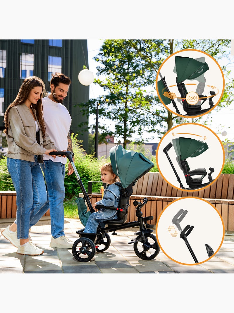 Passeggino e triciclo LIONELO Haari - Fino a 25 kg - Seduta reversibile - Cestino e borsa inclusi Verde - Kiabi